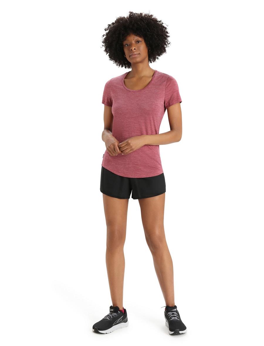 Women's Icebreaker Merino Sphere II Short Sleeve Scoop T Shirts Cherry Heather | CA 1362YXFU